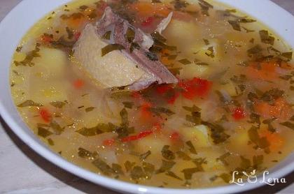 Ciorbă de pui cu orez și legume