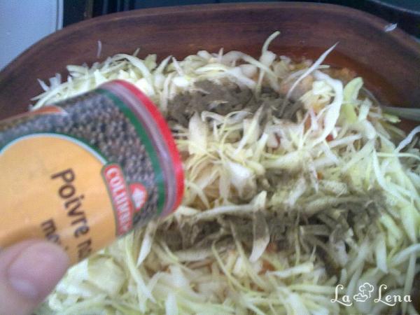 VARZĂ CU ȘUNCULIȚĂ AFUMATĂ ȘI COASTĂ PROASPĂTĂ DE PORC ÎN VASUL ROMAN - Pas 11