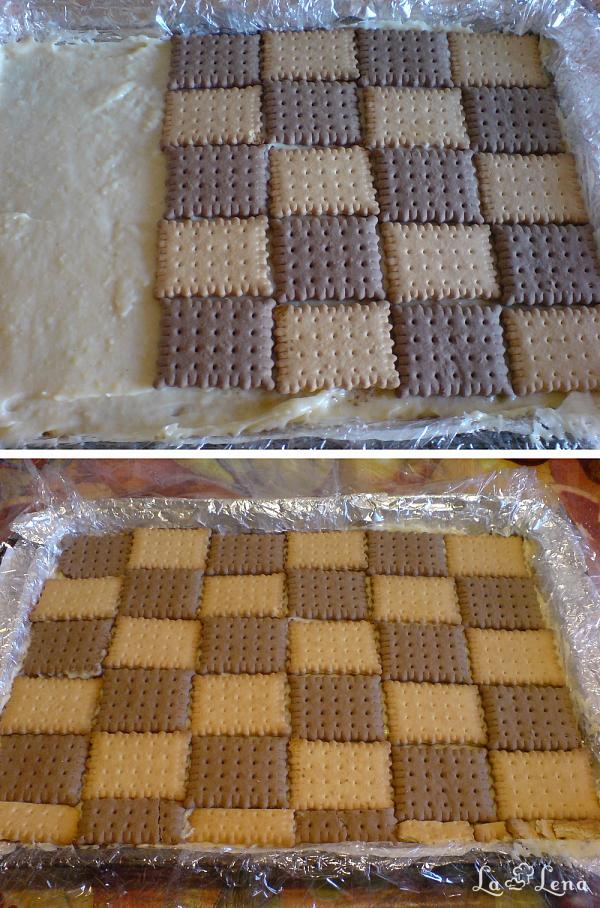 Prăjitură fără coacere cu mere, biscuiți și budincă - Pas 7