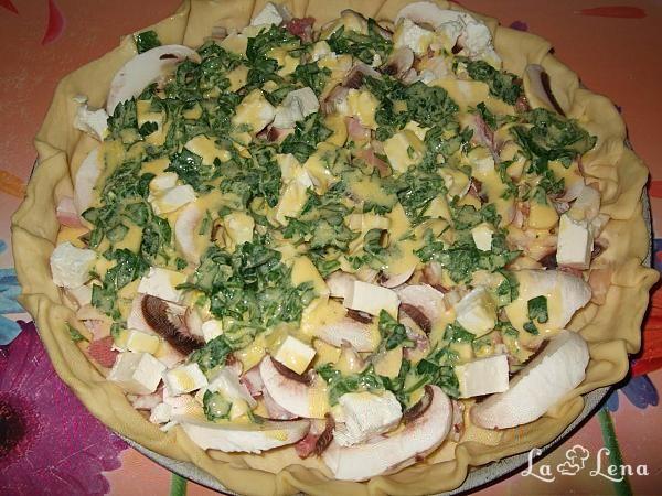 Tartă cu brânză, ciuperci și bacon - Pas 7